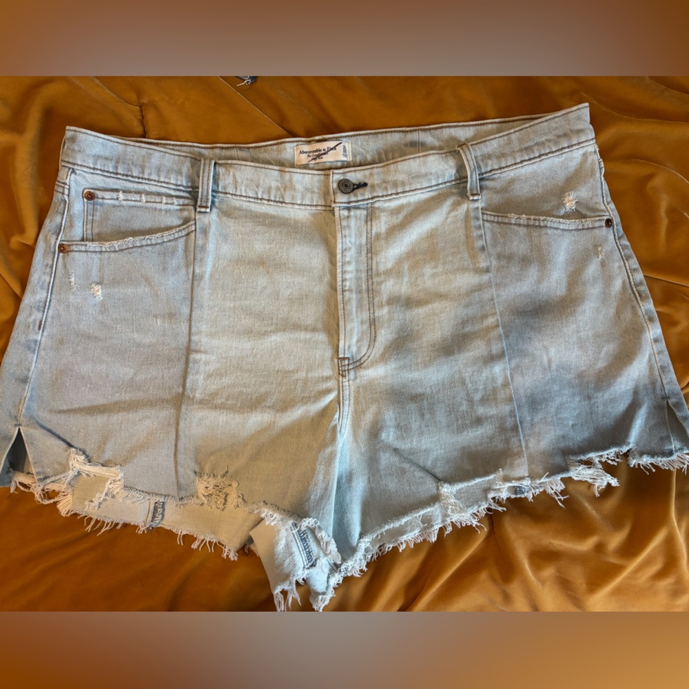 Abercrombie Light Blue Distressed Denim Shorts